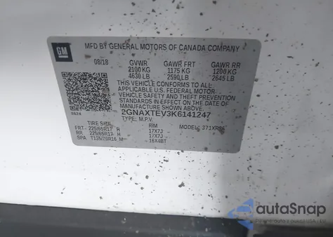 2019 Chevrolet Equinox Lt from USA, damaged, VIN 2GNAXTEV3K6141247